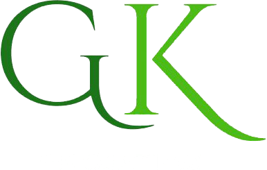 The image shows a logo consisting of the letters "GK" in a stylized green font, followed by the words "Coatings" in smaller grey text.